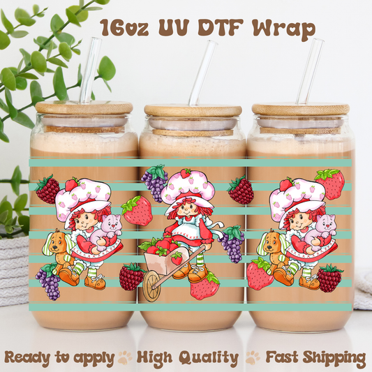 Strawberry Stripes - 16oz UV DTF Wrap