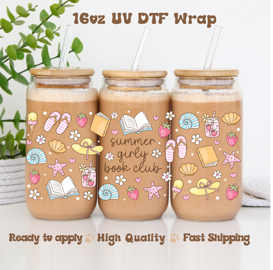 Summer Girly Book Club - 16oz UV DTF Wrap