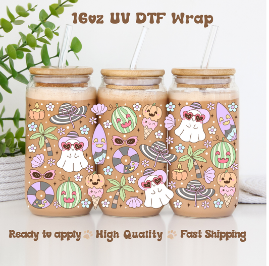 Summer Spooky Ghosties - 16oz UV DTF Wrap