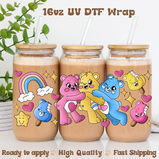 Three Bear Friends - 16oz UV DTF Wrap