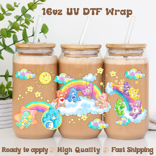 Three Rainbow Bears - 16oz UV DTF Wrap