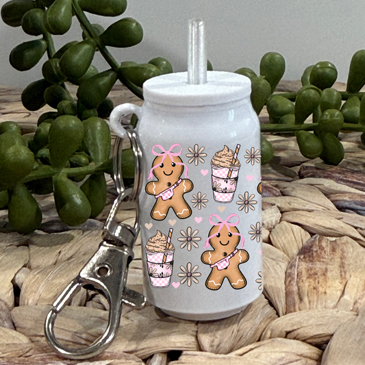 Trendy Gingerbread Man -Beer Can Keychain UV DTF Wrap