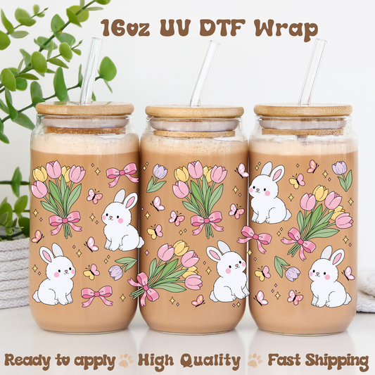 Tulips and Bunnies - 16oz UV DTF Wrap