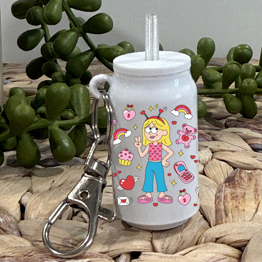 Valentines Liz  - Glass Can Keychain UV DTF Wrap