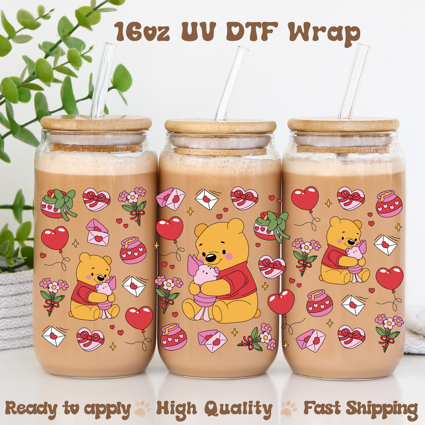 Valentine Bear - 16oz UV DTF Wrap