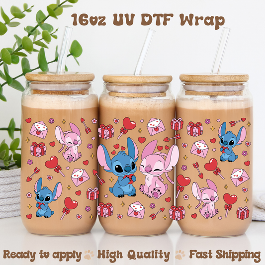 Valentine Blue Alien - 16oz UV DTF Wrap