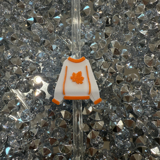 White and Orange Sweater - 8mm Straw Topper